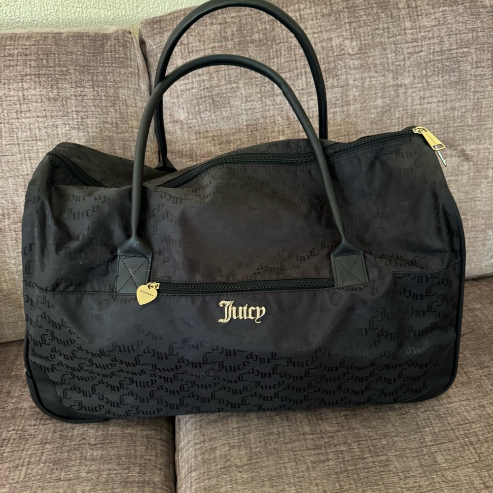 Juicy Couture Black Logo Weekender Bag with Gold Accent
